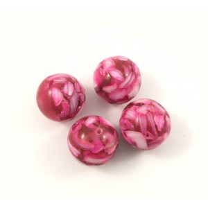 Billes ronde mother-of-pearl coquillage et résine rose (paquet de 50 billes)
